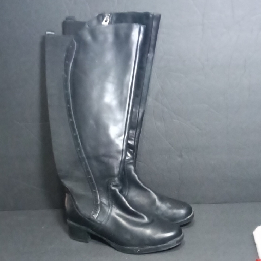 Blondo Black Leather Stretch Waterproof Riding Boots Knee-High Size 6.5